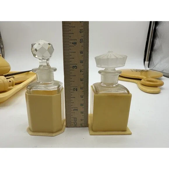 Vintage Celluloid Vanity Set Tray and Brushes Mirrors Perfume - Picture 13 of 16